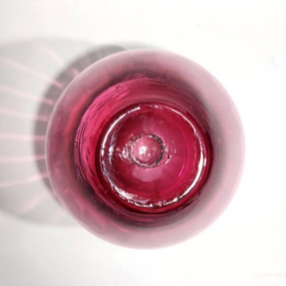 Vintage 6" Hand Blown Pilgrim Glass Cranberry Int Optic Rib Style Glass Pitcher - Picture 10 of 10